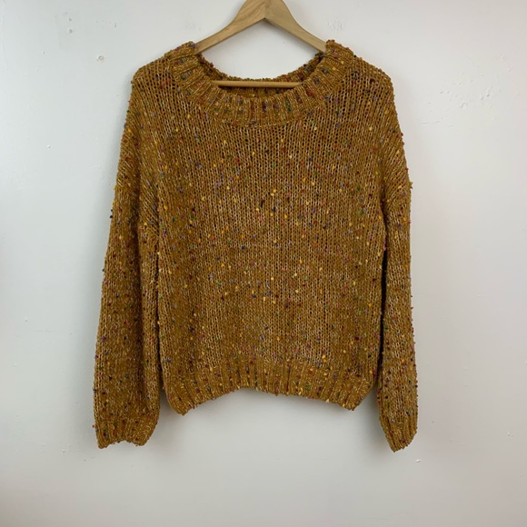 Blu Pepper Sweaters - Blu pepper yellow confetti balloon sleeve sweater